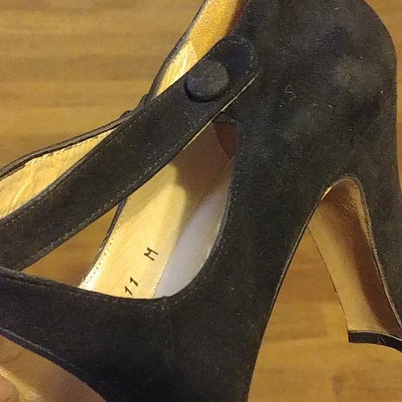 Black cross strap suede heels - Picture 5 of 5